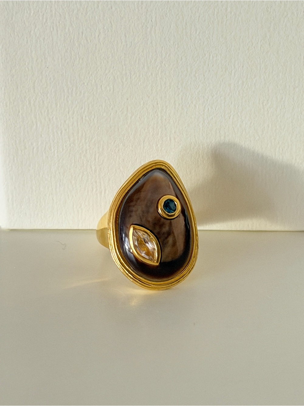 Awe Inspired Organic Black Mother of Pearl Ring Size 6